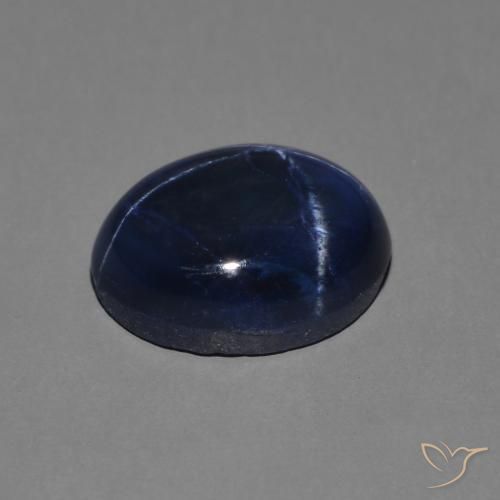 Zafiro estrella Azul oscuro natural de 2.89 ct, Ovalada, Opaco