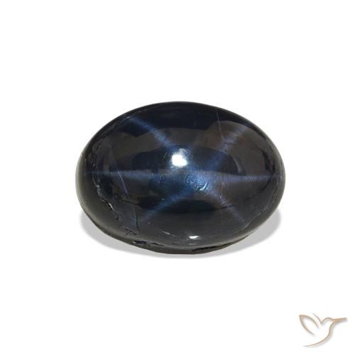 Zafiro estrella Azul oscuro natural de 4.64 ct, Corte Óvalo, Opaco