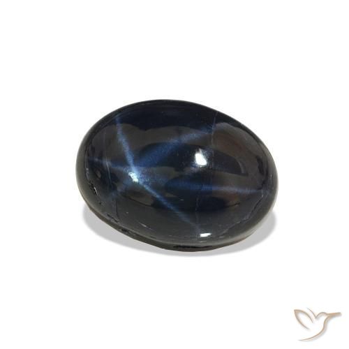 Zafiro estrella Azul oscuro natural de 4.64 ct, Corte Óvalo, Opaco