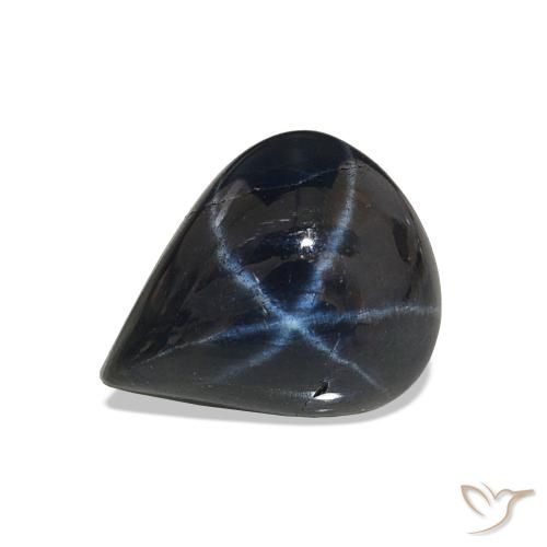 Zafiro estrella Azul marino intenso natural de 3.94 ct, En forma de pera, Opaco