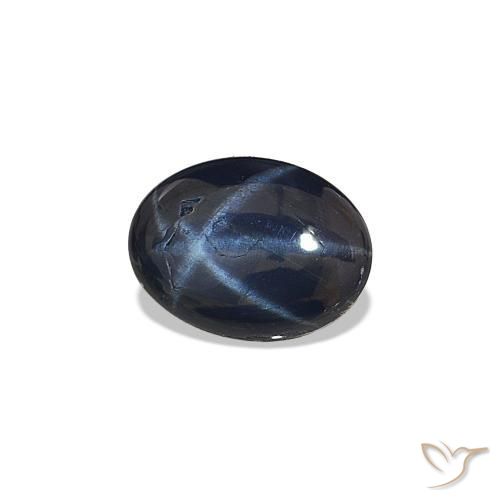Zafiro estrella Azul oscuro natural de 1.36 ct, Corte Óvalo, Opaco