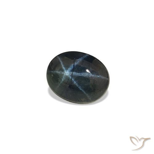 Zafiro estrella Azul noche natural de 0.58 ct, Corte Óvalo, Opaco