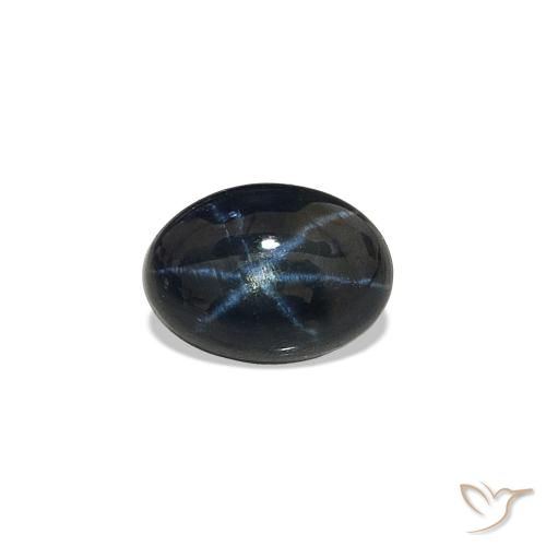 Zafiro estrella Azul oscuro natural de 0.81 ct, Corte Óvalo, Opaco