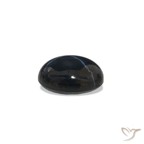 Zafiro estrella Azul oscuro natural de 0.81 ct, Corte Óvalo, Opaco