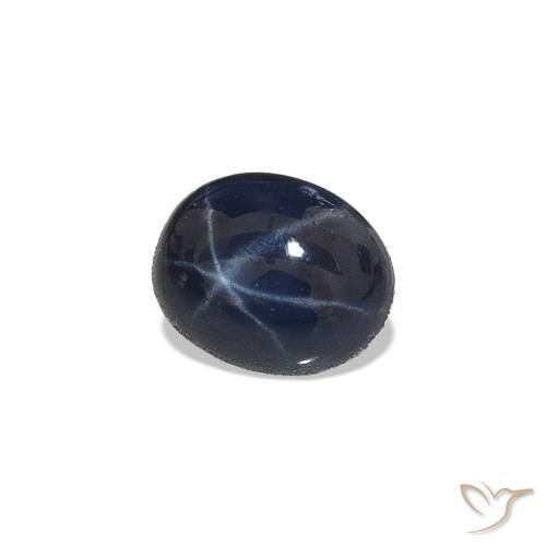 Zafiro estrella Azul marino intenso natural de 0.55 ct, Corte Óvalo, Opaco