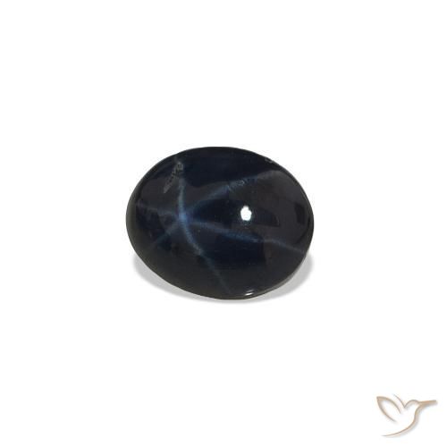 Zafiro estrella Azul oscuro natural de 0.65 ct, Corte Óvalo, Opaco