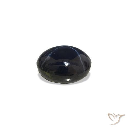 Zafiro estrella Azul oscuro natural de 0.65 ct, Corte Óvalo, Opaco