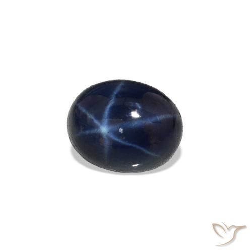 Zafiro estrella Azul oscuro natural de 0.69 ct, Corte Óvalo, Opaco