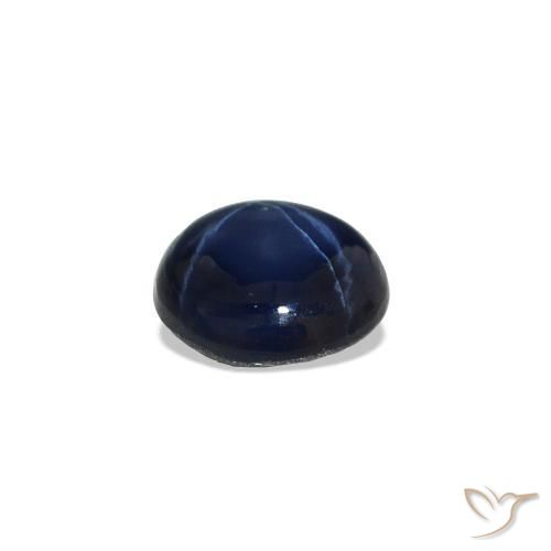 Zafiro estrella Azul oscuro natural de 0.62 ct, Redondo, Opaco