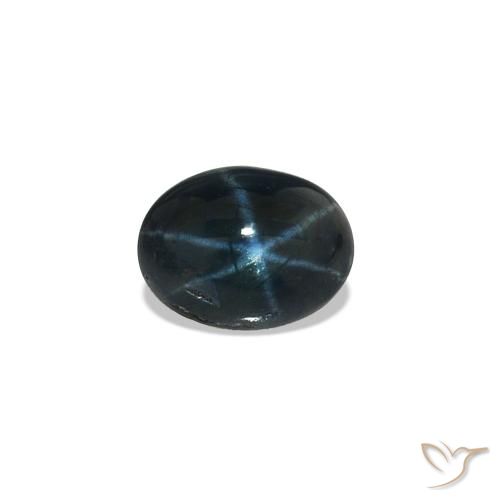 Zafiro estrella Azul oscuro natural de 0.47 ct, Ovalada, Opaco