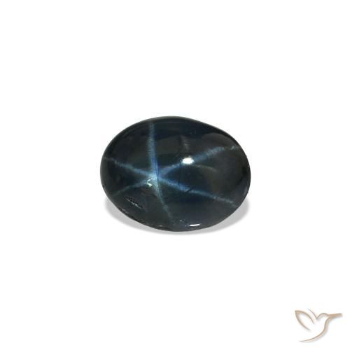 Zafiro estrella Azul oscuro natural de 0.47 ct, Ovalada, Opaco