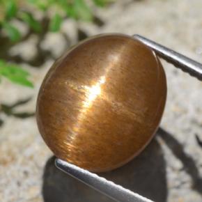 Piedra solar estrella Marrón claro medio natural de 9.02 ct, Corte Óvalo, Opaco