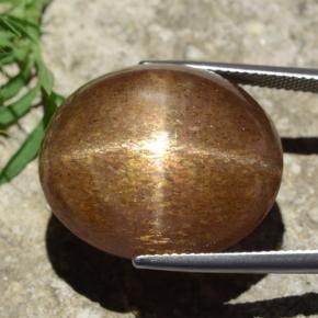 Piedra sol estrella marrón-oro natural de 39,02 ct, corte óvalo, opaco