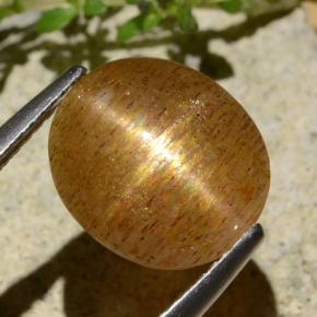 Piedra solar estrella Marrón-oro natural de 3.99 ct, Corte Óvalo, Translúcido
