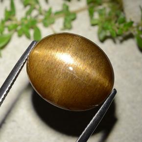 Piedra solar estrella Marrón-oro natural de 16.93 ct, Corte Óvalo, Opaco