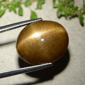 Piedra solar estrella Marrón-oro natural de 16.93 ct, Corte Óvalo, Opaco