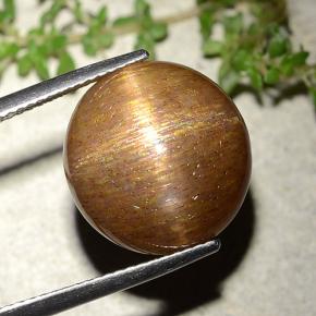 Piedra solar estrella Marrón-oro natural de 15.15 ct, Corte Redondo, Opaco