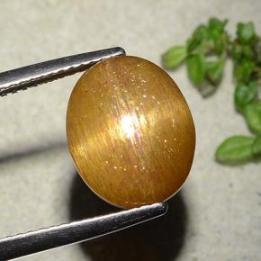 Piedra solar estrella Marrón-oro natural de 5.86 ct, Corte Óvalo, Opaco