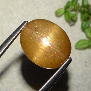 Piedra solar estrella Marrón-oro natural de 5.86 ct, Corte Óvalo, Opaco