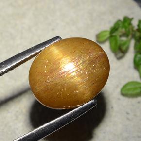 Piedra solar estrella Marrón-oro natural de 5.86 ct, Corte Óvalo, Opaco