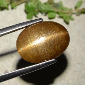 Piedra solar estrella Marrón-oro natural de 7.67 ct, Corte Óvalo, Opaco