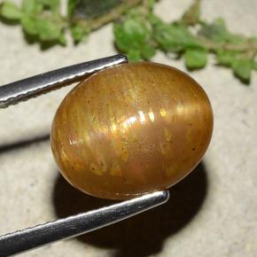 Piedra sol estrella dorado natural de 8,25 ct, corte óvalo, opaco