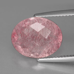 Cuarzo fresa rosa natural de 5,72 ct, transparente, transparente / translúcido