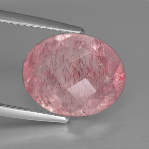Cuarzo fresa rosa natural de 5,72 ct, transparente, transparente / translúcido