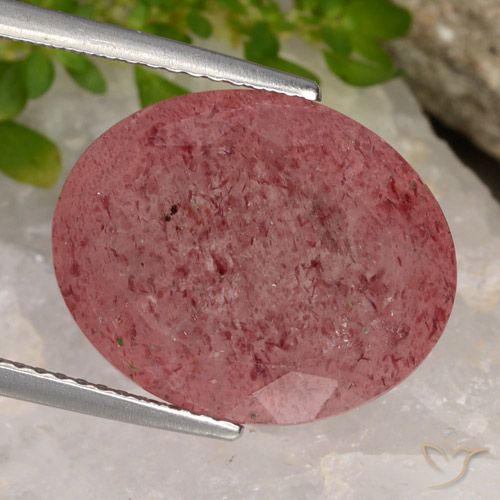 12.29ct Natural Rojo cereza púrpura cuarzo fresa, Ovalada, Translúcido