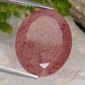 Cuarzo fresa Rojo cereza púrpura natural de 12.29 ct, Ovalada, Translúcido
