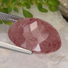 Cuarzo fresa Rojo cereza púrpura natural de 12.29 ct, Ovalada, Translúcido