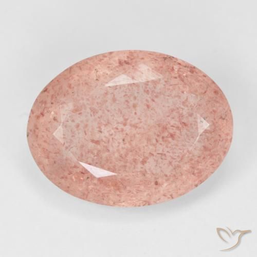 Cuarzo fresa Rosado medio natural de 10.41 ct, Ovalada, Translúcido