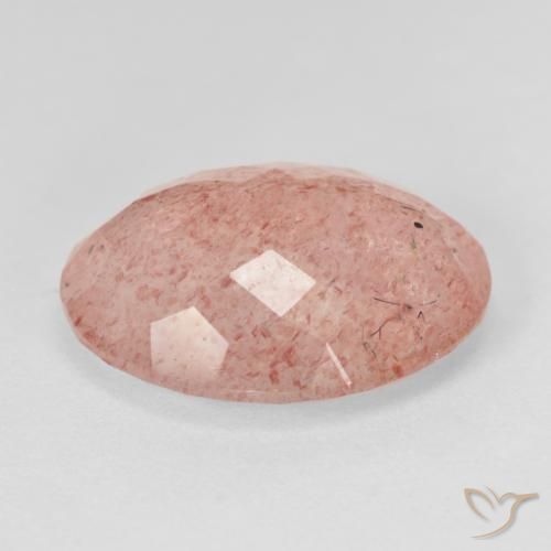 Cuarzo fresa Rosado medio natural de 10.41 ct, Ovalada, Translúcido