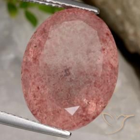 Cuarzo fresa Rosa oscuro natural de 10.23 ct, Ovalada, Translúcido