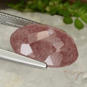 Cuarzo fresa Rosa rosado natural de 9.13 ct, Ovalada, Translúcido