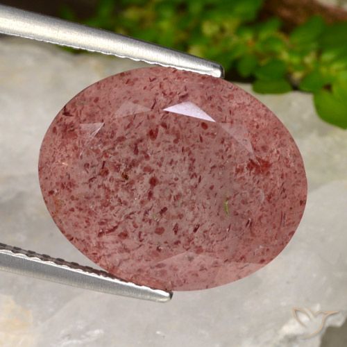 9.98ct Natural Rosado medio cuarzo fresa, Ovalada, Translúcido