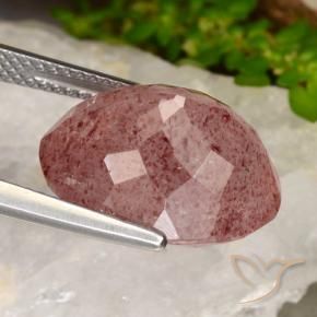 Cuarzo fresa Rosado medio natural de 9.98 ct, Ovalada, Translúcido