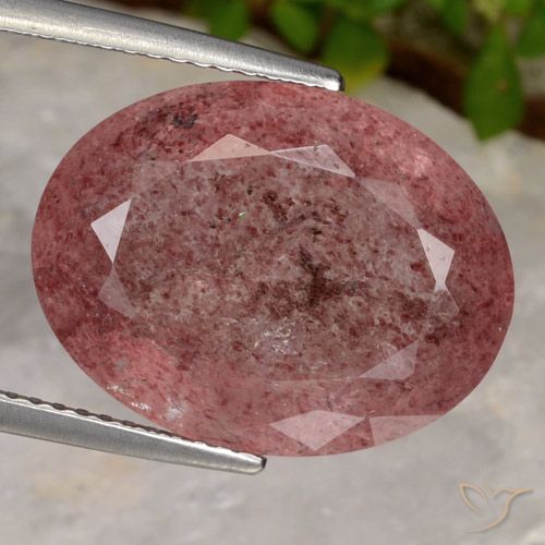 11.86ct Natural Rosa oscuro cuarzo fresa, Ovalada, Translúcido