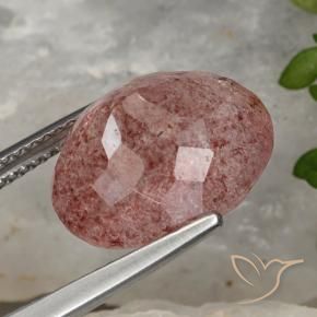 Cuarzo fresa Rojo púrpura natural de 8.89 ct, Ovalada, Translúcido
