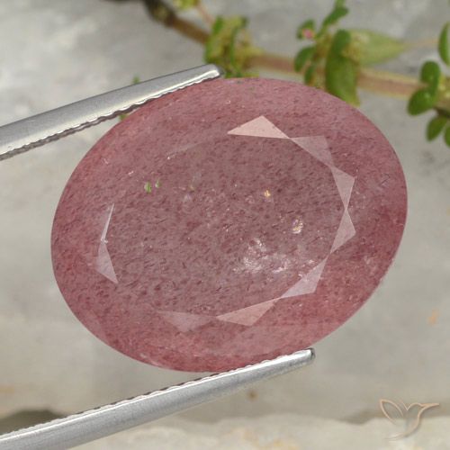 15.08ct Natural Rosa oscuro cuarzo fresa, Ovalada, Translúcido