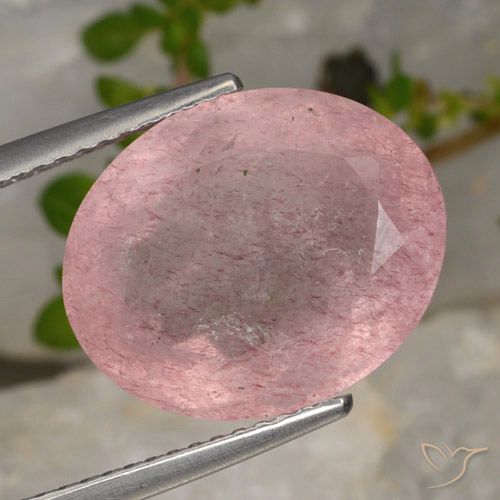 8.28ct Natural Rosado claro cuarzo fresa, Ovalada, Translúcido
