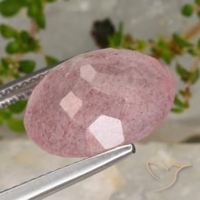 Cuarzo fresa Rosado claro natural de 8.28 ct, Ovalada, Translúcido