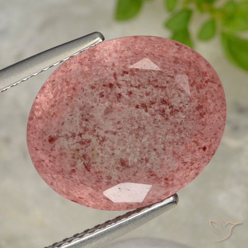 10.28ct Natural Rosado naranja cuarzo fresa, Ovalada, Translúcido
