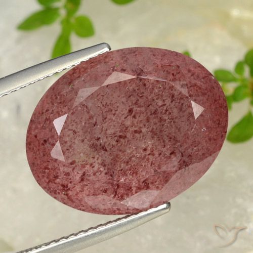 17.12ct Natural Rojo cereza púrpura cuarzo fresa, Ovalada, Translúcido