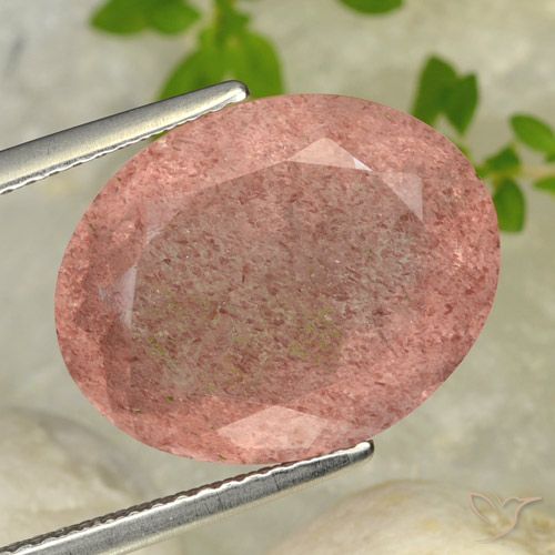 8.69ct Natural Rosado medio cuarzo fresa, Ovalada, Translúcido