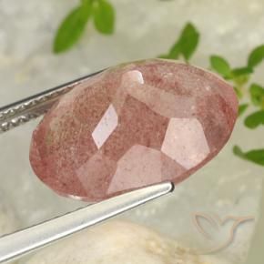 Cuarzo fresa Rosado medio natural de 8.69 ct, Ovalada, Translúcido