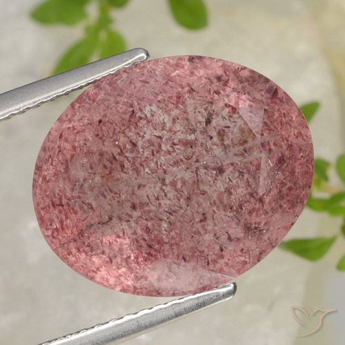 11.41ct Natural Rosado medio cuarzo fresa, Ovalada, Translúcido