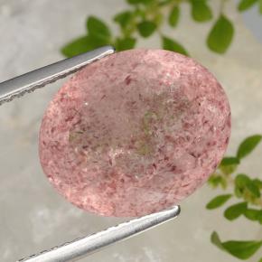 Cuarzo Fresa Rosado claro natural de 9.40 ct, Corte Óvalo, Translúcido