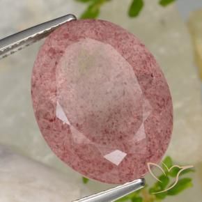 Cuarzo fresa Rojo púrpura natural de 15.43 ct, Ovalada, Translúcido