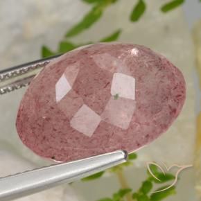 Cuarzo fresa Rojo púrpura natural de 15.43 ct, Ovalada, Translúcido